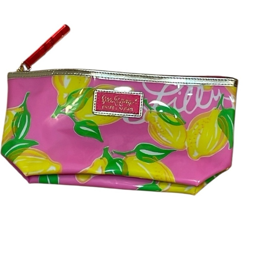 Lilly Pulitzer Pink and Yellow Lemon Cosmetic Pouch, Estée Lauder